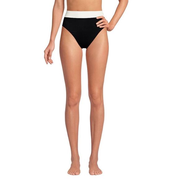 Land's End High Leg Reversible bikini bottom in black egret floral shadow Medium - Picture 7 of 8